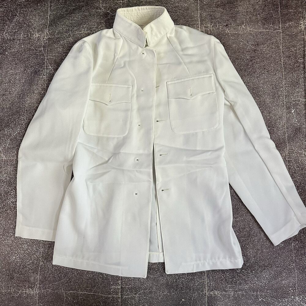 Men's Vintage 80's Howard Uniform US Navy Officer Service Dress White Coat Sz 38